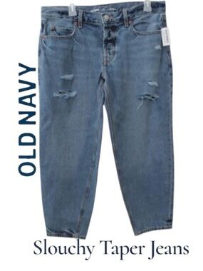 22W Old Navy Women's Plus Size Mid-Rise Button Fly Slouchy Taper Ankle Jeans